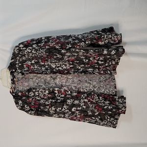 Black, white and Burgundy blouse/ cardigan